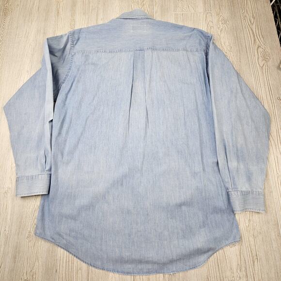 Lands End Denim Shirt Mens Extra Large Light Blue Button Up Long Sleeve - Picture 6 of 6
